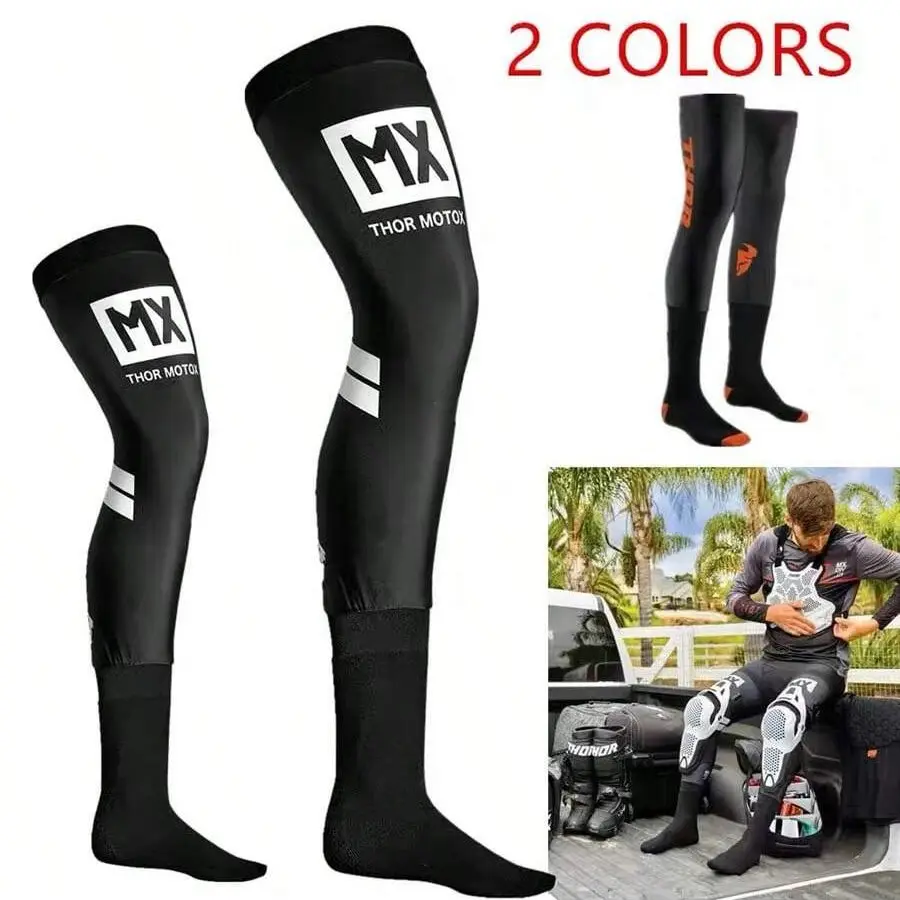 1 Pair Off-Road Motorcycle Compression Knee Socks, Professional Bike Breathable Shock Absorption Socks, Mountain Bike Atv Riding, Sports Compression Socks, Sports Tight Socks