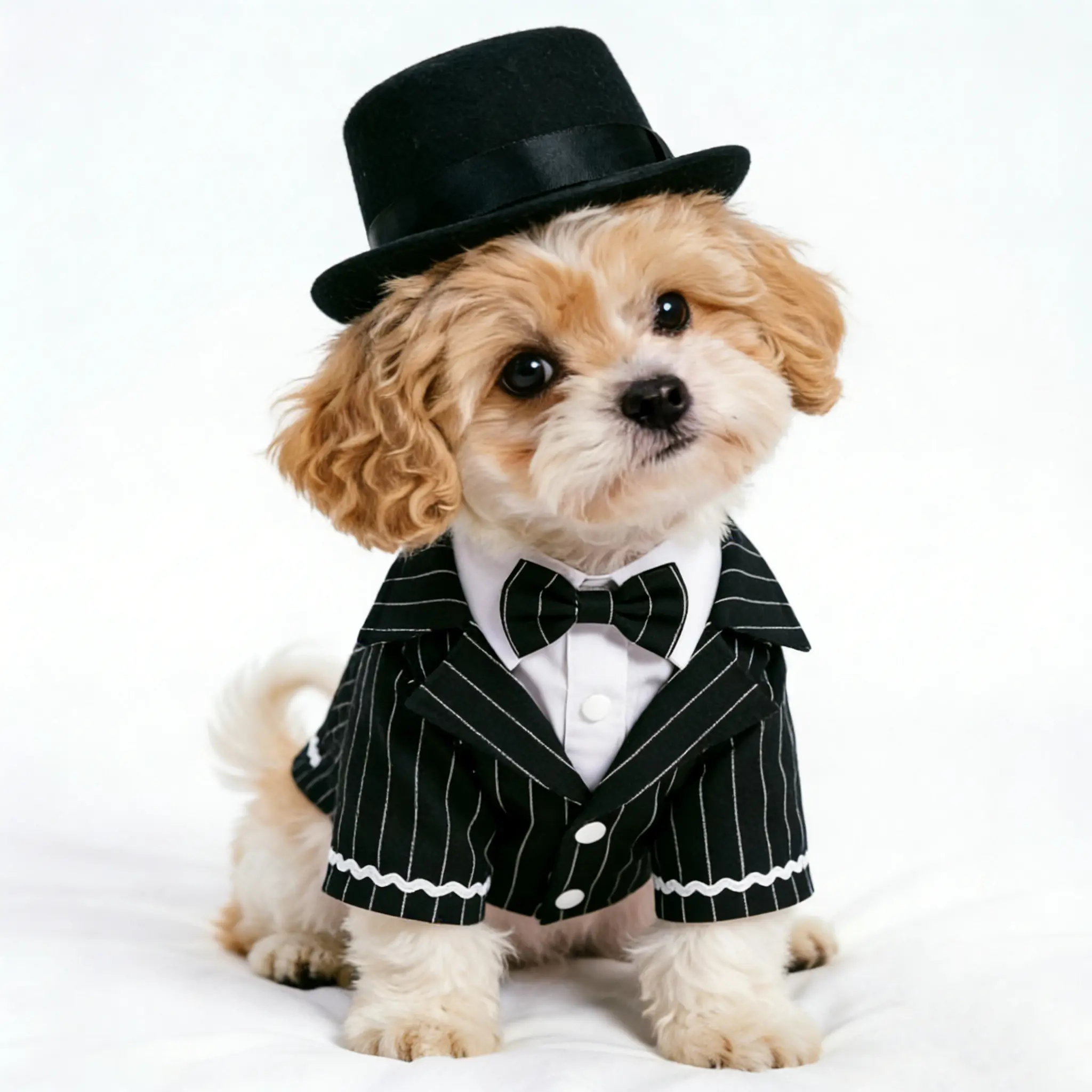 Pet Tuxedo Tailcoat Vest Costume - Polyester, Wrinkle-Free, Universal Fit Pet Clothes for Dogs & Cats, Ideal for Photoshoots