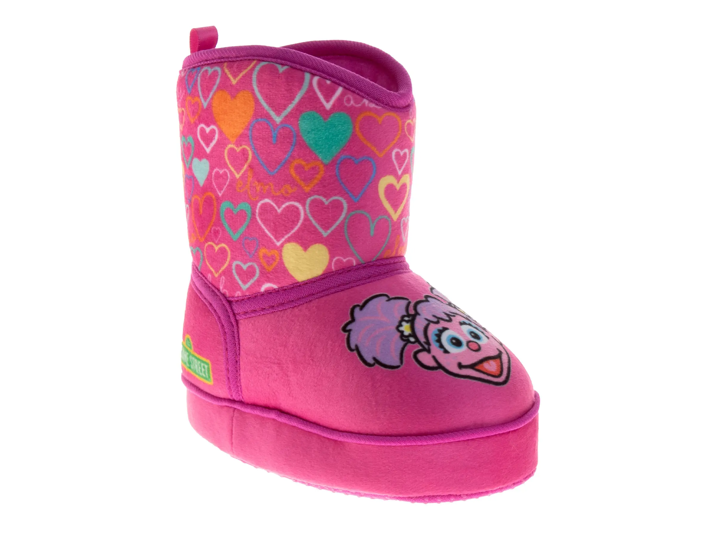 Josmo Toddler's Sesame Street Slipper Boots, Plush Slip-On Cartoon Print Shoes Featuring Elmo & Cookie Monster, Non-Skid Sole, Kids Shoes, Easy On/Off