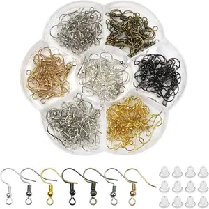 140pcs Earring Hooks Hypoallergenic 925 Sterling Silver Fish Hooks Ear Wires with Ball and Coil 7 Colors 18mm with Earring Backs for DIY Jewelry Making