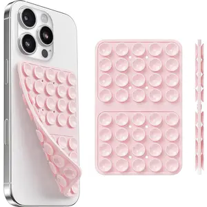 Silicone Double-Sided Suction Cup Phone Case Detachable Mount, Sticky Phone Grip with Higher Suction Power for iPhone, Hands-Free Phone Accessories Holder for Selfies and Videos, Light Pink