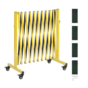 【FathersDayGift】VEVOR Industrial Expandable Barricade, 13FT Outdoor Aluminum Mesh Safety Barrier, Flexible Mobile Gate with Locking Casters, Portable Folding Setup for Crowd Control, Driveway Warehouse