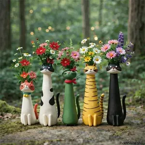 Handmade Quirky Cat‑Shaped Vase, Creative Artistic Home Decor, Unique Ceramic Vase For Flower Arrangement & Desktop Ornament