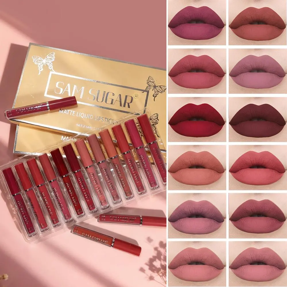 12Pcs Matte Liquid Lipstick Set - 24H Long Lasting, Waterproof & Non-Sticky, Velvety Smooth Hydrating Lip Gloss for Party, Music Festival & Daily Wear | Transfer-Proof, Smudge-Proof, Lightweight Comfort | Gift Ready with 12 Trendy Shades