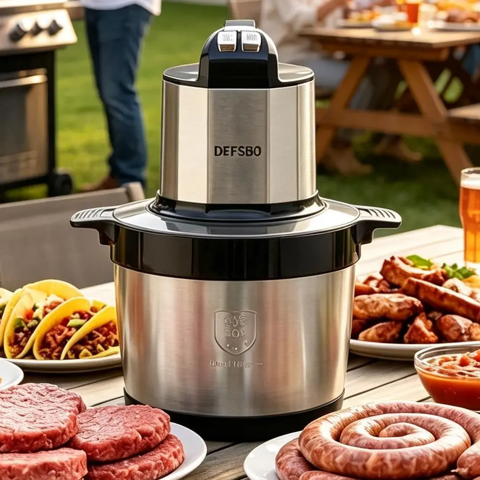 DEFSBO Extra Large Electric Food Chopper, 6L Family Size Kitchen Processor, 3-Speed Stainless Steel Meat Grinder with 4-Blades, Dishwasher Safe for BBQ Parties, Meal Prep, Nuts