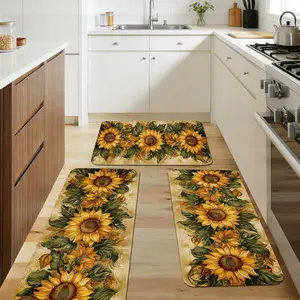 Sunflower Kitchen Mat Set 1/2/3PCS Non-Slip Durable Bathroom Pads Comfortable Standing Runner Mat for Kitchen Home Office Sink Laundry Room Bathroom Spring Decor