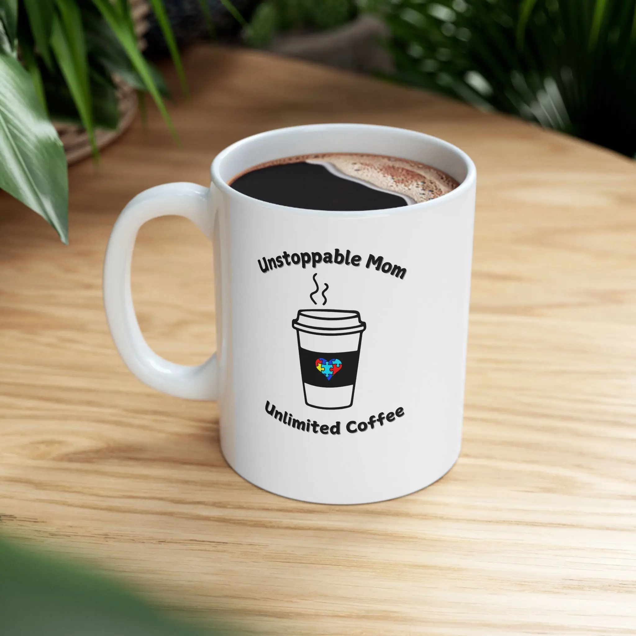 Lead-Free 11oz Ceramic Mug - Glossy Finish, Durable, Reusable Kitchen Drinkware, Vibrant Print, Heat Resistant, Microwave-Safe, Dishwasher-Safe for Neurodivergent Families' Empowerment Celebrations, Siblings