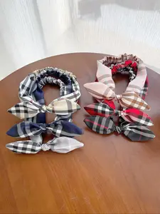 English Style Plaid Bunny Ears Hair Tie, Colors, Daily Commute Makeup Wash Wear, Cute Rabbit Design Headband