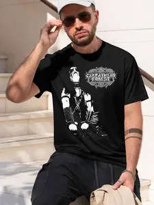 Carpathian Forest 2026 new model Black/White Tee Stylish & Comfortable Loose Crew Neck Short Sleeve T-shirts Versatile On Trend Eye Catching Printed Graphic Casual Tee for Daily Wear Outings & Lei
