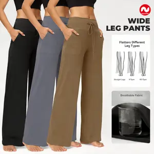 NunuFlex Women's Loose-Fit Drawstring Pants, 3-Pack Wide Leg Pants, Comfortable Fabric Pajamas Home Wear, Suitable for Outdoor/Indoor Wear