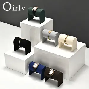 Oirlv High-end Watch Bracelet Display Stand Microfiber Watch Storage Stand Jewelry Watch Display Stand Father's Day Gift Beige Grey Dark Green Black Blue Brown