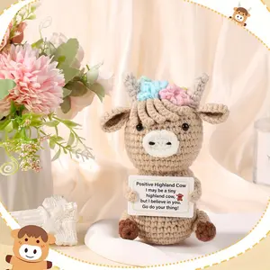 🐄 1PC Crochet Highland Cow Figurine Cute Cow Design | Positivity Companion & Stress Relief | Desk, Bedside & Car Decor | Handcrafted Mini Soft Accent | Highland Cow Lovers & Adults