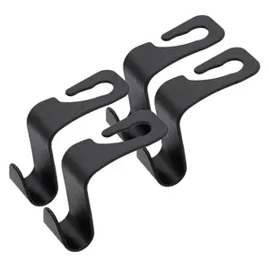 【TikTokShopSpringGlowUp】4 PCS Car Seat Headrest Thickened Hooks, Car Back Seat Storage Hooks, Car Seat Back Storage Hooks, Can Hang Wallets, Coats, Umbrellas, Shopping Bags, Handbags, Car Accessories. 2 Styles (Black Checkered/Black)