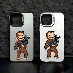 Curious George Gun Parody Smartphone Case - Military-Grade Anti-Fall & Anti-Shock Cellphone Accessory for iPhone 17 Air,16,15,14 Plus,13,12,11 Pro Max,XR,XS & Samsung Galaxy S25,S24,S23,S22 - Handheld Devices Gift for Friends/Family - ZQ46