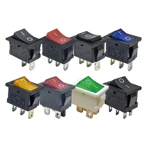 5pcs KCD1 Switch Series 15mm x 21mm 2/3/4/6 Pin Multiple Pins Boat Car Rocker Position Power Switches Panel Mount Installation Black Red Green 6A/250V 10A/125V AC
