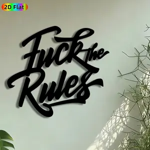1pc "Fuck the Rules" Metal Wall Art, Bold Rebellious Statue Mural, Artistic Metalwork, Intricate Craftsmanship, Perfect for Graduation, Housewarming Decor, Perfect for Studio Bar Bedroom Decor, Ideal Gift for Edgy Decor Enthusiasts, Modern Home Decoration