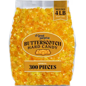 A Great Surprise Premium Butterscotch Hard Candy  4 lb - Individually Wrapped Butterscotch Candy Discs Buttons - Classic Creamy & Old Fashioned Butterscotch flavor Candy