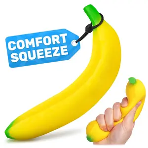 Banana Stress Relief Finger Toy, 6.7x1.4 Inches Soft PU Foam Desktop Accessory, Lightweight Squeeze Finger Toy for Adults, Office Decor & Relax Tool