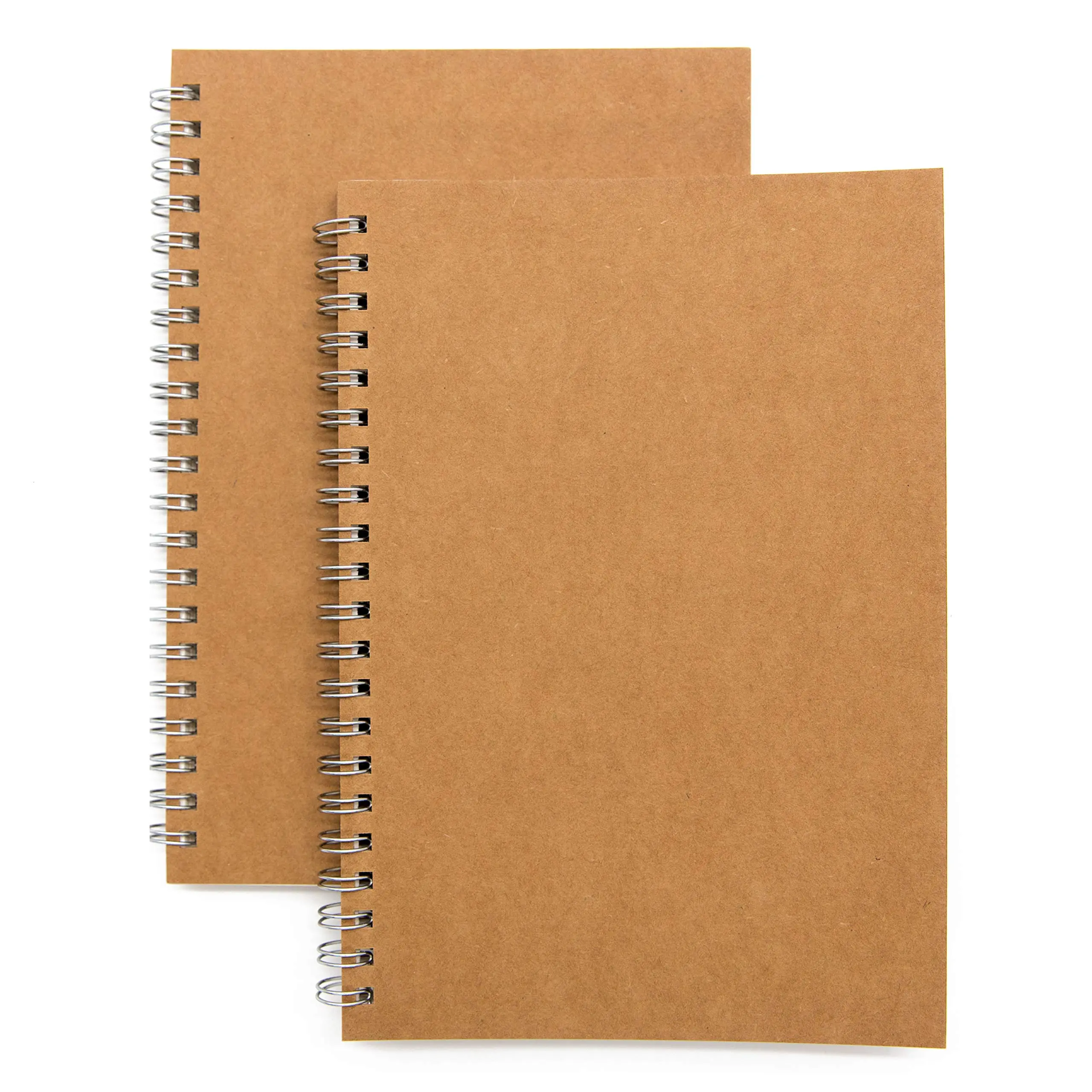 2-Pack Soft Cover Spiral Wirebound Notebooks, Unlined Blank Sketch Pad & Memo Planner, 50 Sheets/100 Pages, 7.5in x 5.1in (Brown)
