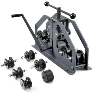 VEVOR Tube Roller Bender,  Max 1-1/2" Manual Tube Pipe Roller Bender with 6 Dies, 360° Copper Aluminum Pipe Bending Tool for Square, Round Tube & Flat Bar, Ideal for HVAC Air Conditioning Auto Repair