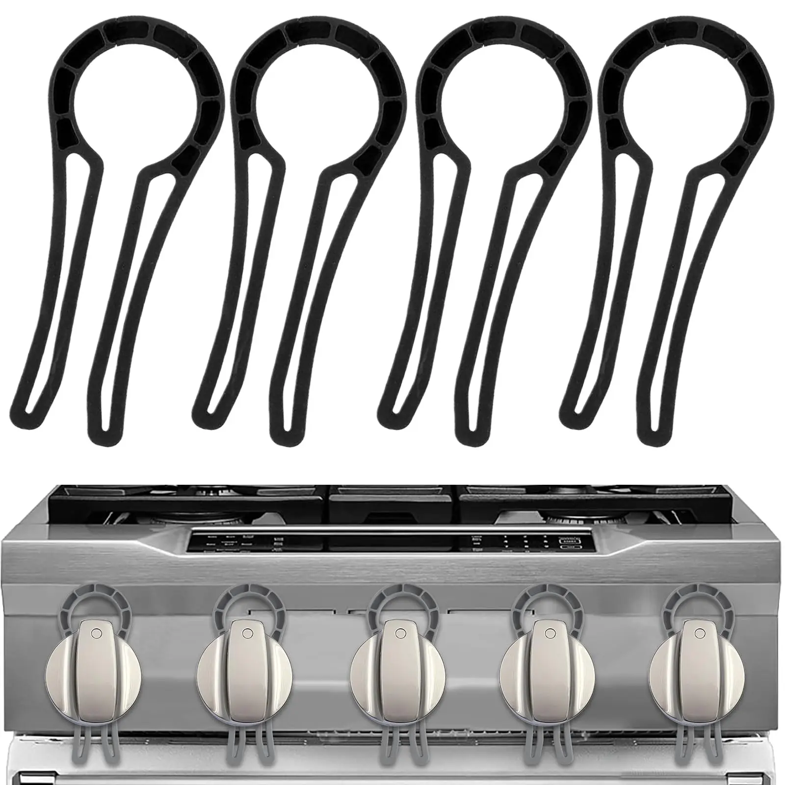 4-Pack Gas Stove Knob Safety Lock Set, Multi-Color Options, Fits Gaps 4mm to 11mm, Kitchen Security Device, All Seasons Use