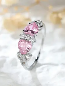 Fashion Minimalist Geometric Rings Synthetic Inlaid Zircon Exquisite Design sense Sparking Fashion Versatile Design Elegant Engagement Ring Daily Wear Jewelry Accessory for All Seasons for Women & Girls