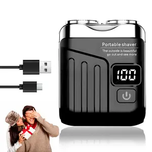 Mini Portable Electric Shaver for Men USB Rechargeable Double-Ring Magnetic Cutter Lightweight Travel-Friendly Personal Care Appliances