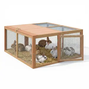 GAOMON Folding Chicken Coop & Rabbit Hutch, Portable No-Assembly Wooden Rabbit Cage with Top & Side Doors, Pine Frame, Indoor/Outdoor Pet Enclosure for Chickens, Bunnies, Small Poultry (45" Lx42 Wx20 h),Wood