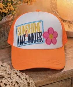 Custom Sunshine & Lake Water Trucker Hat with Patches
