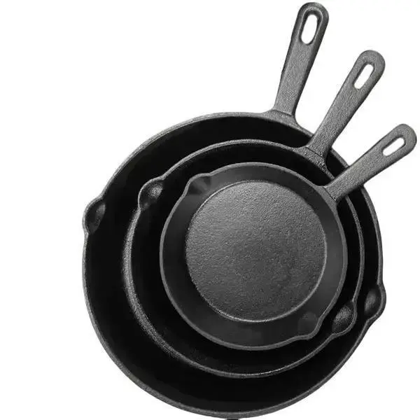 3pcs Heavy-Duty Pre-Seasoned Cast Iron Skillet Set - Non-Stick - Cookware with Ergonomic Handle, Even Heat Distribution for, Searing, Frying - Compatible with Stovetop, & Induction Burners (Indoor/Outdoor Use)