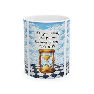 Hourglass with Clouds Quote Mug | It's Your Destiny the Sands of Time