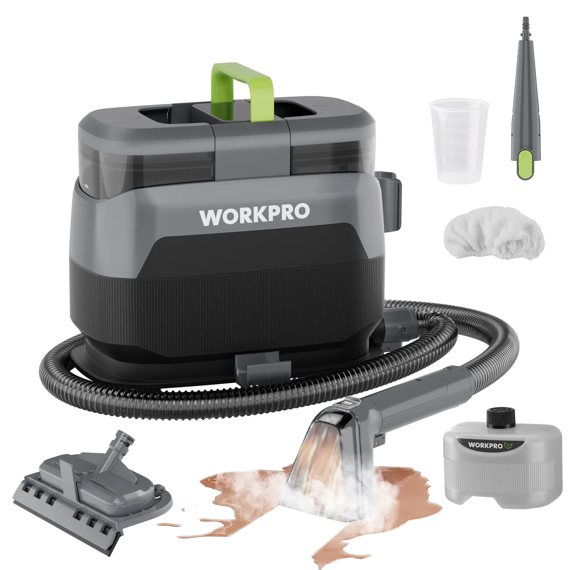 #summersale WORKPRO Steam Portable Carpet and Upholstery Cleaner, 16KPa Upholstery Cleaner Machine with Steam & Heating System, 4 Cleaning Modes & Versatile Tools, Spot Cleaner for Pet Stains, Couch, Car Seat