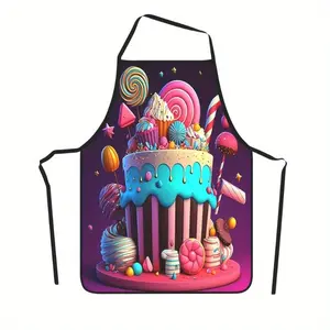 Happy Dessert House Apron, 1 Count Unisex Polyester Kitchen Cooking Apron, Christmas Gift, Winter Apron for Women,Cool Autumn Apron,Nails Design Tool, Nails Art,Nails Ideas,Christmas Decorations