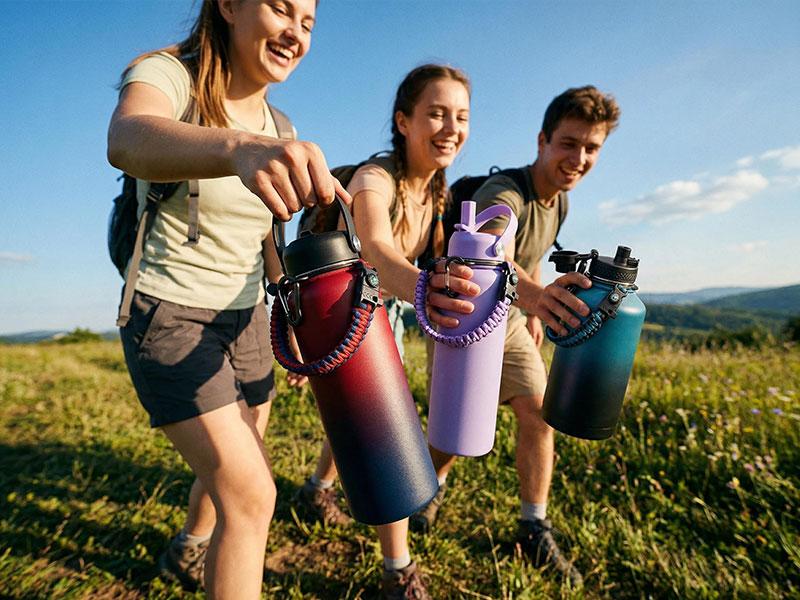 1 Gallon Vacuum Flask Water Metal Bottle Jug, Cold-48h Hot-24, Leak Proof - 32/40/64/128oz Stainless Steel Insulated Water Bottle with Straw & Spout Lid, Paracord Handle, Carrier Bag