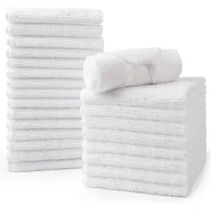Microfiber Washcloths Towel Pack of 24, 12" x 12" Highly Absorbent and Soft Face Towels Wash Cloths for Bathroom, Gym, Hotel and Spa, Fast Drying Multi-Purpose Cleaning Cloth, White