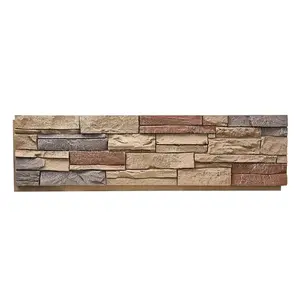 VEVOR Faux Stacked Stone Panel, 45.6x 12.8 in Artificial Stone Wall Panels, High - Density PU Stones Siding Panel, Easy to Cut, Rock Panels for Interior and Exterior Decorations, Brick Red