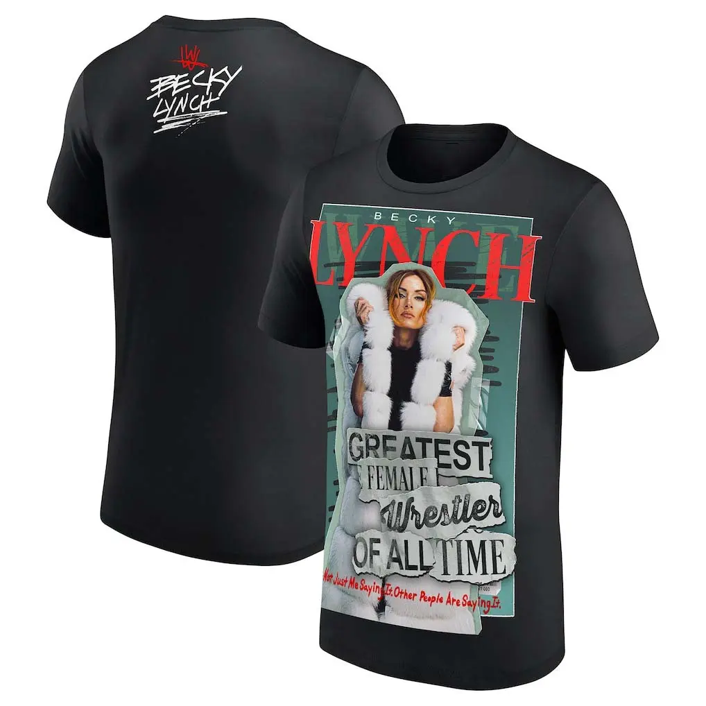 Women's Becky Lynch RAW Magazine Greatest Female Wrestler Graphic T-Shirt - Menswear, Short-Sleeve, Round Neck, Soft Cotton Basic Tops, Casual All-Seasons Unisex Tee, Shortsleeve