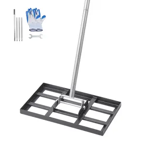 summervibes VEVOR Lawn Leveling Rake, Lawn Leveler with 78 in Handle, 17x10 in Ground Plate, Rust-Resistant Carbon Steel Soil Leveler, 5 Heights Adjustable, Effort Saving Lawn Leveling Tool for Yard Golf Court, Adjustable Height, Soil Leveling
