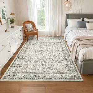 Vintage Print Rug Foldable Interior Decor Washable Soft Non-Slip Ultra-Thin Non-Shedding for bedrooms dining rooms offices entryways cafes and laundry rooms