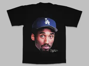 Kobe Bryant Big Face Dodger Tshirt. 5.5 oz Heavy Cotton Tshirt Great Quality