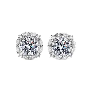 UURIEL 3CT Gorgeous Big Round Cubic Zirconia Stud Earrings，Unisex