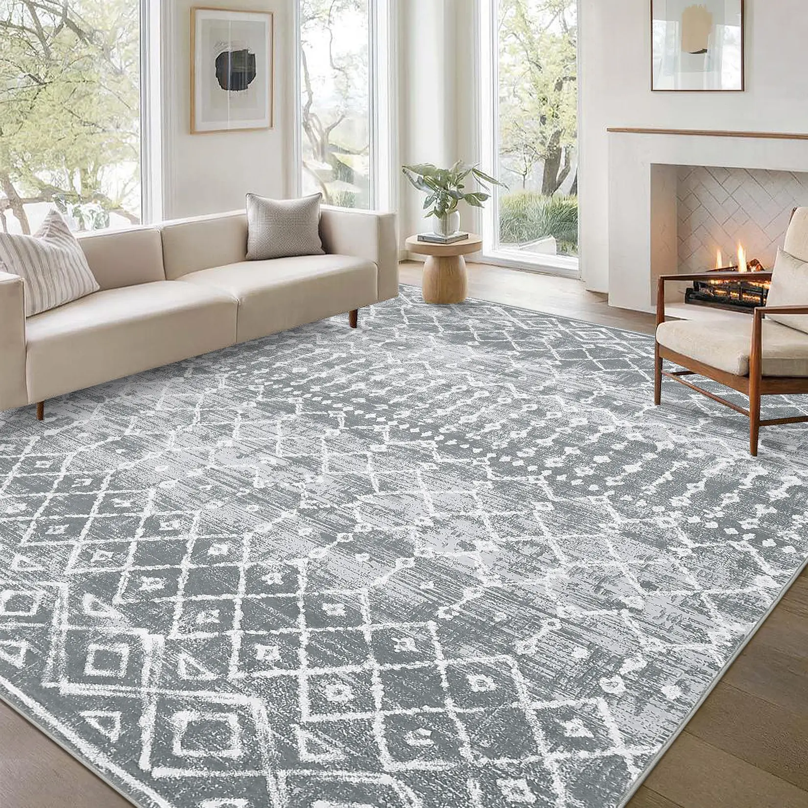 Bohemian Style Soft Imitation Wool Home Decorative Rug, Anti-Stain Non-Slip Indoor Floor Rug for Bedroom, Office, Home Decorative Rugs, Indoor Decorative Rug