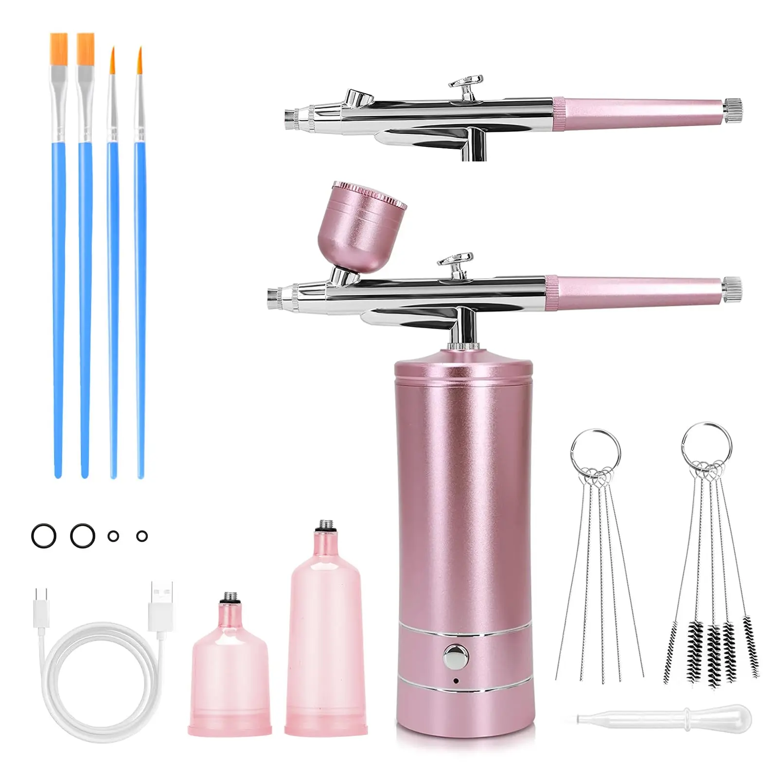 Portable Cordless Airbrush Compressor Set USB Rechargeable Handheld Airbrush Sprayer Multi-Purpose for Nail Design, Cake, Cosmetic Makeup, Barber, Mini Model Paint, Body Tattoo