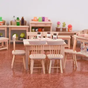 【5pc】sensory Training Dollhouse Furniture Set, Mini Realistic Table Chairs, Kitchen Play Toy, Sensory Interaction, Photography Props, Kitchen Pretend Play Set