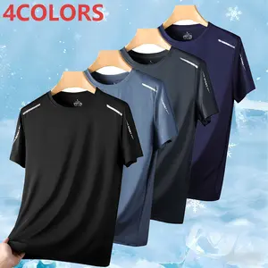 Men’s 4-Pack Summer Ice-Cooling Mesh Breathable Quick-Dry Short-Sleeve T-Shirts — Outdoor Commuting, Running, Fitness, Non-Clammy Sweat-Wicking Casual Sports Tops