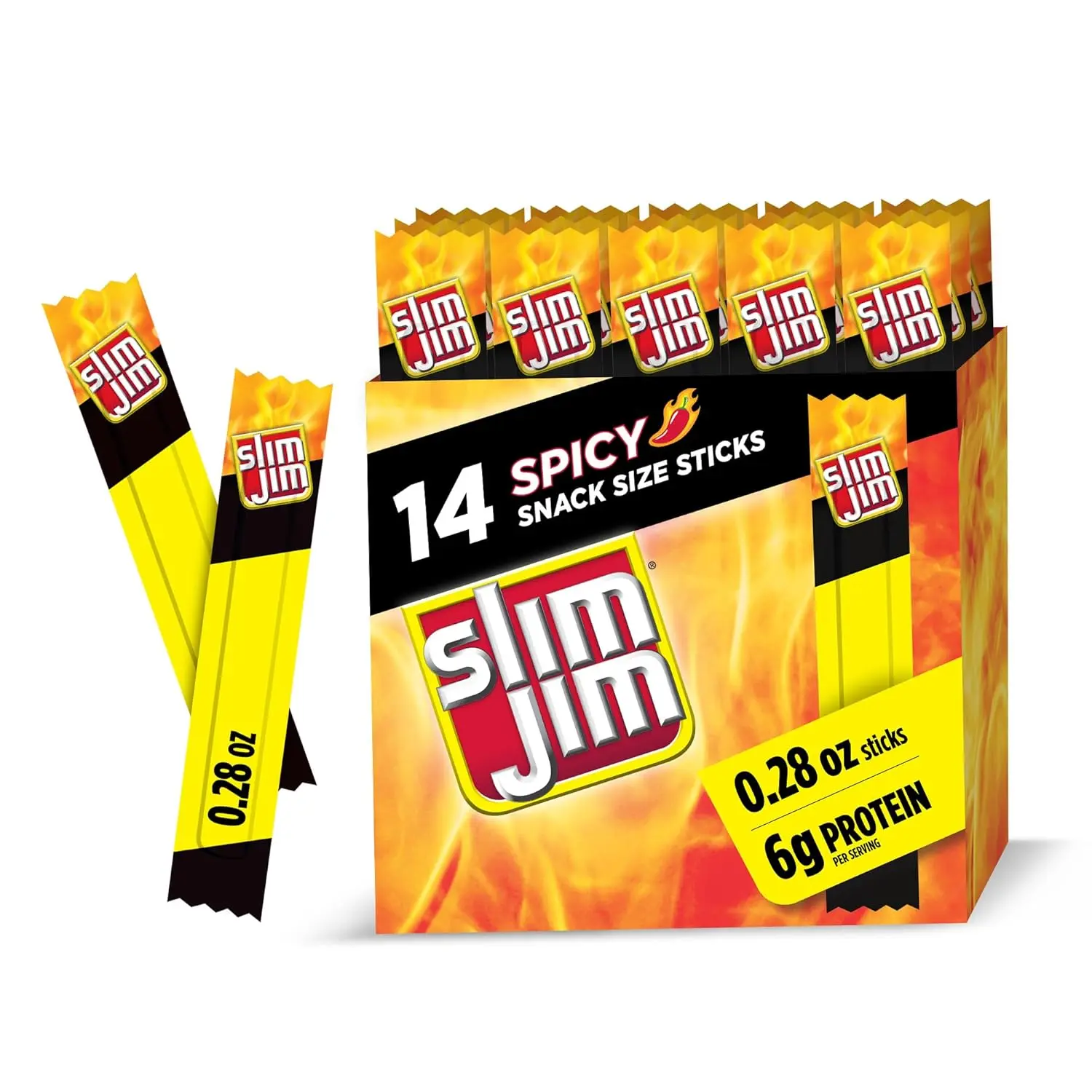 Smoked Meat Sticks, Spicy Flavor, 6g Protein Per Serving, Snack Size, 0.28 oz. (14 Count)
