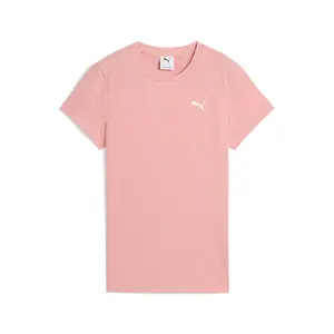 PUMA Womens Essentials Elevated Rib Crew Neck Short Sleeve Casual Tops Casual - Pink