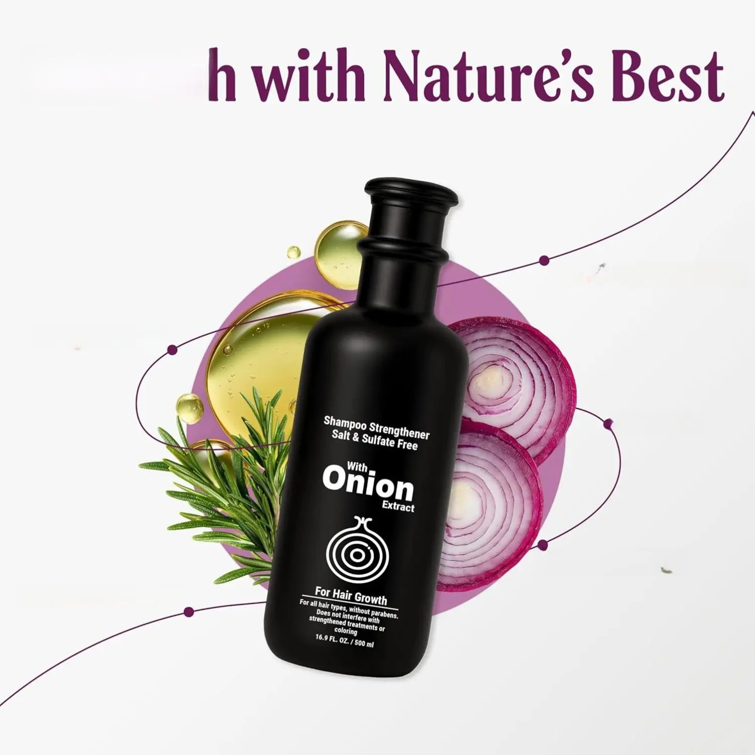 Carolayage Onion Shampoo | Hair Growth & Strengthening Formula | Salt-Free & Paraben-Free | Enriched with Argan Oil, Biotin, and Rosemary | Nourishes, Hydrates, & Revitalizes Hair | 16.9 fl oz Conditioner Haircare Gentle Mild Daily Moisture