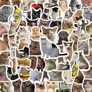 100PCS Funny Cat Meme Stickers Pack – Cute Waterproof Vinyl Decals for Phone, Laptop, Scrapbook, DIY Aesthetic Decoration, Cellphone