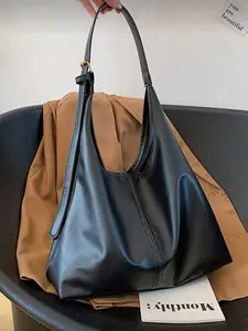 2026 New Solid Color Commuter Tote Bag, Minimalist Niche Underarm Bag, Fashion Large Capacity Shoulder Bag, PU Tote Satchel